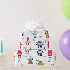 Schattige veelkleurig Robots Kinder Robot Pattern Cadeaupapier
