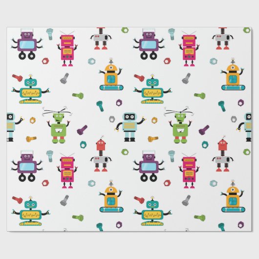 Schattige veelkleurig Robots Kinder Robot Pattern Cadeaupapier (Vlak)