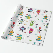 Schattige veelkleurig Robots Kinder Robot Pattern Cadeaupapier (Uitgerold)