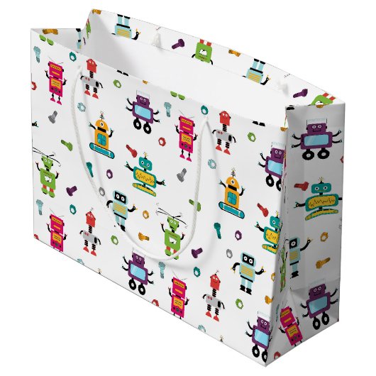 Schattige veelkleurig Robots Kinder Robot Pattern Groot Cadeauzakje (Achterkant Gekanteld)