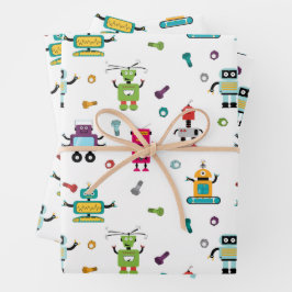 Schattige veelkleurig Robots Kinder Robot Pattern Inpakpapier Vel