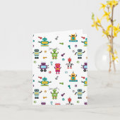 Schattige veelkleurig Robots Kinder Robot Pattern Kaart (Gele Bloem)