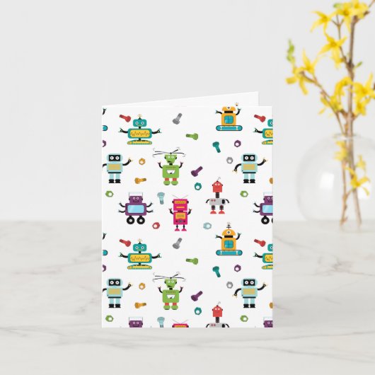 Schattige veelkleurig Robots Kinder Robot Pattern Kaart (Gele Bloem)