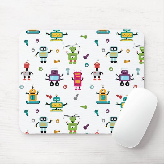 Schattige veelkleurig Robots Kinder Robot Pattern Muismat (Met muis)