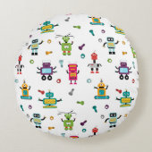 Schattige veelkleurig Robots Kinder Robot Pattern Rond Kussen (Voorkant)