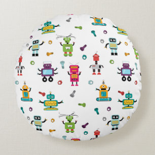 Schattige veelkleurig Robots Kinder Robot Pattern Rond Kussen