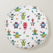 Schattige veelkleurig Robots Kinder Robot Pattern Rond Kussen (Achterkant)