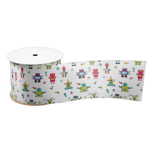 Schattige veelkleurig Robots Kinder Robot Pattern Satijnen Lint