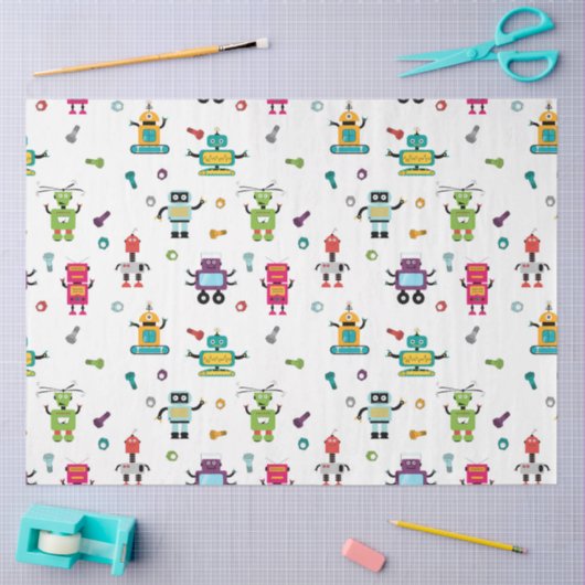 Schattige veelkleurig Robots Kinder Robot Pattern Tissuepapier (Craft)