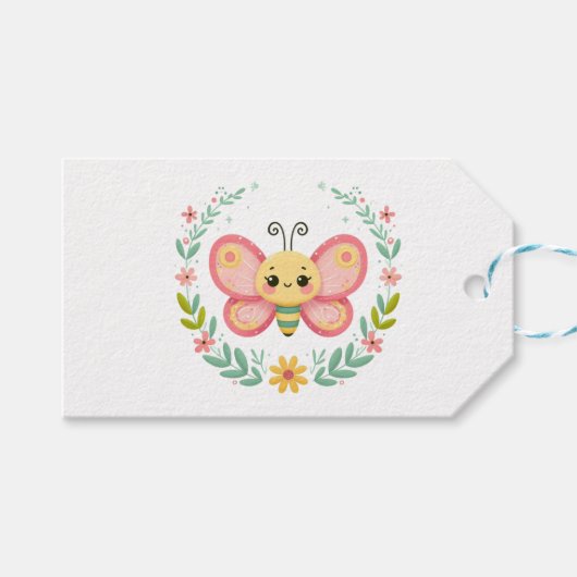 Schattige, veer/vlinder cadeaulabel (Voorkant (Horizontaal))