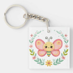 Schattige, veer/vlinder sleutelhanger