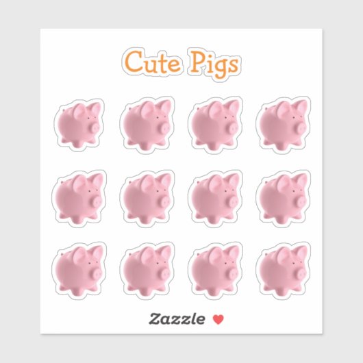 Schattige vel van varkensvorm Stickers (Vel)