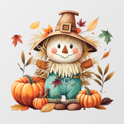 Schattige venster met vogelverschrikker vastklampe raamsticker (Vel)