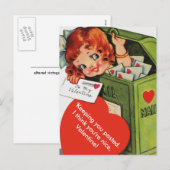 Schattige veranderd  meisje in brievenbus Valentij Feestdagenkaart (Voorkant / Achterkant)