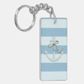 Schattige verankering op lichtblauwe en witte stre sleutelhanger (Voorkant Links)