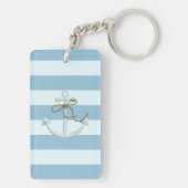 Schattige verankering op lichtblauwe en witte stre sleutelhanger (achterkant)