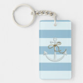 Schattige verankering op lichtblauwe en witte stre sleutelhanger (Voorkant)