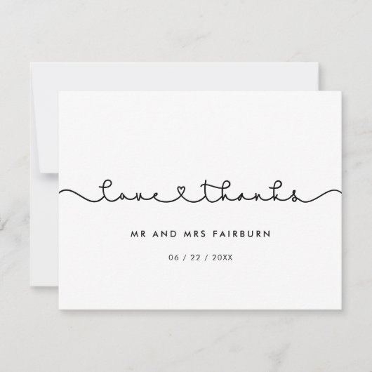 Schattige verbindend hart lettertype bruiloft Lief Bedankkaart (Voorkant)