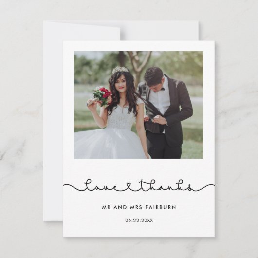 Schattige verbindend hart lettertype Liefde & beda Bedankkaart (Voorkant)