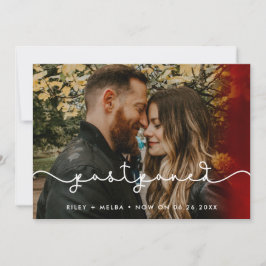 Schattige verbindende hartletter Uitgestelde fotoc Aankondiging