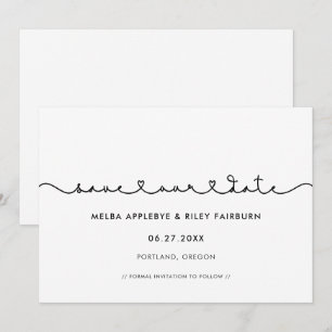 Schattige verbindende hartlettertype Bewaar onze d Save The Date