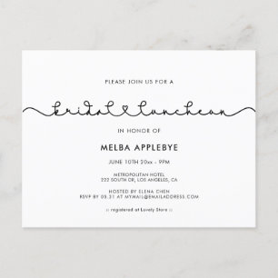 Schattige verbindingshart lettertype Bridal lunche Briefkaart