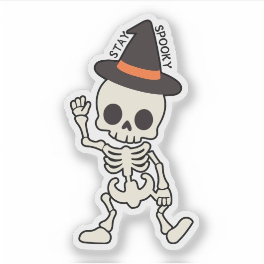 Schattige verblijf Spooky Halloween Skeleton w / P Sticker (Voorkant)