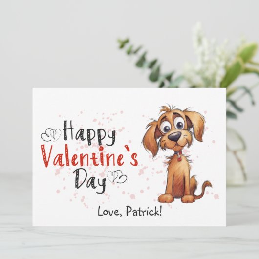 Schattige verhalenboek Puppy Happy Valentijns  Feestdagenkaart (Staand voorkant)