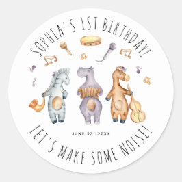 Schattige Verjaardag Afrikaanse Dieren Ronde Sticker
