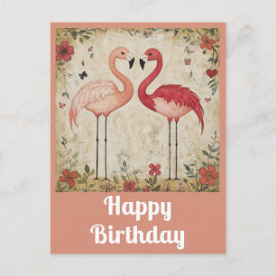 Schattige Verjaardag Aquarel Roze Flamingo Briefkaart