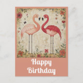 Schattige Verjaardag Aquarel Roze Flamingo Briefkaart (Voorkant)