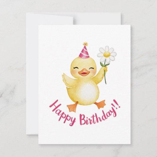 Schattige Verjaardag Chick Design met Daisy Feestdagenkaart (Voorkant)