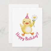 Schattige Verjaardag Chick Design met Daisy Feestdagenkaart (Voorkant / Achterkant)