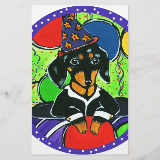 Schattige Verjaardag Dachshund Briefpapier (Voorkant)