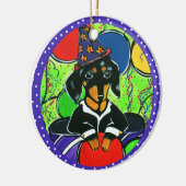 Schattige Verjaardag Dachshund Keramisch Ornament (Links)