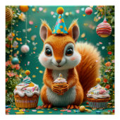 Schattige Verjaardag Eekhoorn Perfect Poster (Voorkant)