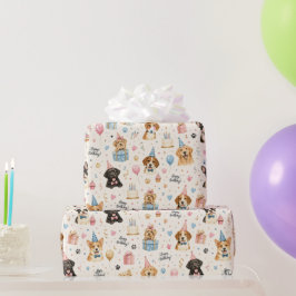 Schattige Verjaardag Honden Watercolor Huisdier Li Cadeaupapier