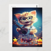 Schattige verjaardag kat briefkaart (Voorkant / Achterkant)