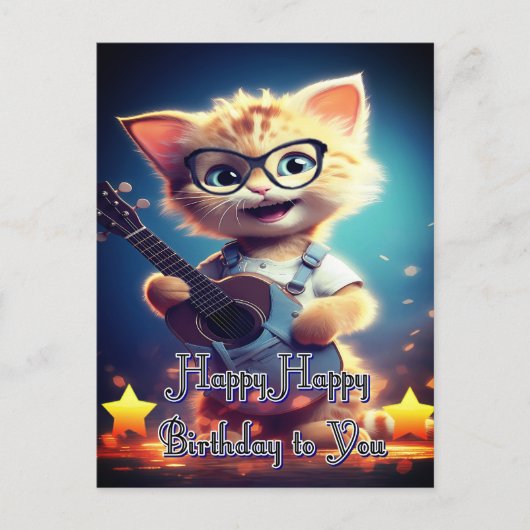 Schattige verjaardag kat briefkaart (Voorkant)