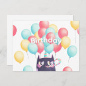 Schattige Verjaardag Kat Briefkaart (Voorkant / Achterkant)