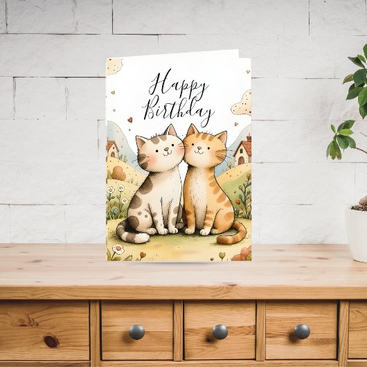 Schattige Verjaardag Kat Feestdagen Kaart