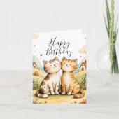 Schattige Verjaardag Kat Feestdagen Kaart (Voorkant)