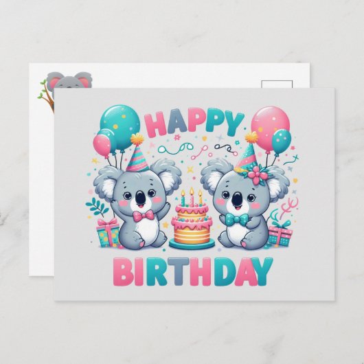 Schattige verjaardag Koala beren Briefkaart (Voorkant / Achterkant)