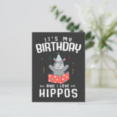 Schattige Verjaardag Meisjes Jongens Nijlpaard Lie Briefkaart (Staand voorkant)