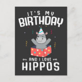 Schattige Verjaardag Meisjes Jongens Nijlpaard Lie Briefkaart (Voorkant)