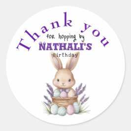Schattige verjaardag met konijnenthema ronde sticker