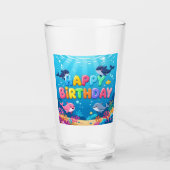 Schattige Verjaardag nautische dolfijn Glas (Voorkant)