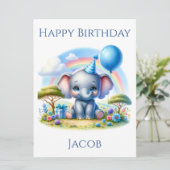 Schattige Verjaardag Olifant Verjaardag Kaart (Staand voorkant)