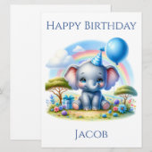 Schattige Verjaardag Olifant Verjaardag Kaart (Voorkant / Achterkant)