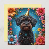 Schattige Verjaardag Party Pet Puppy Kaart (Voorkant / Achterkant)